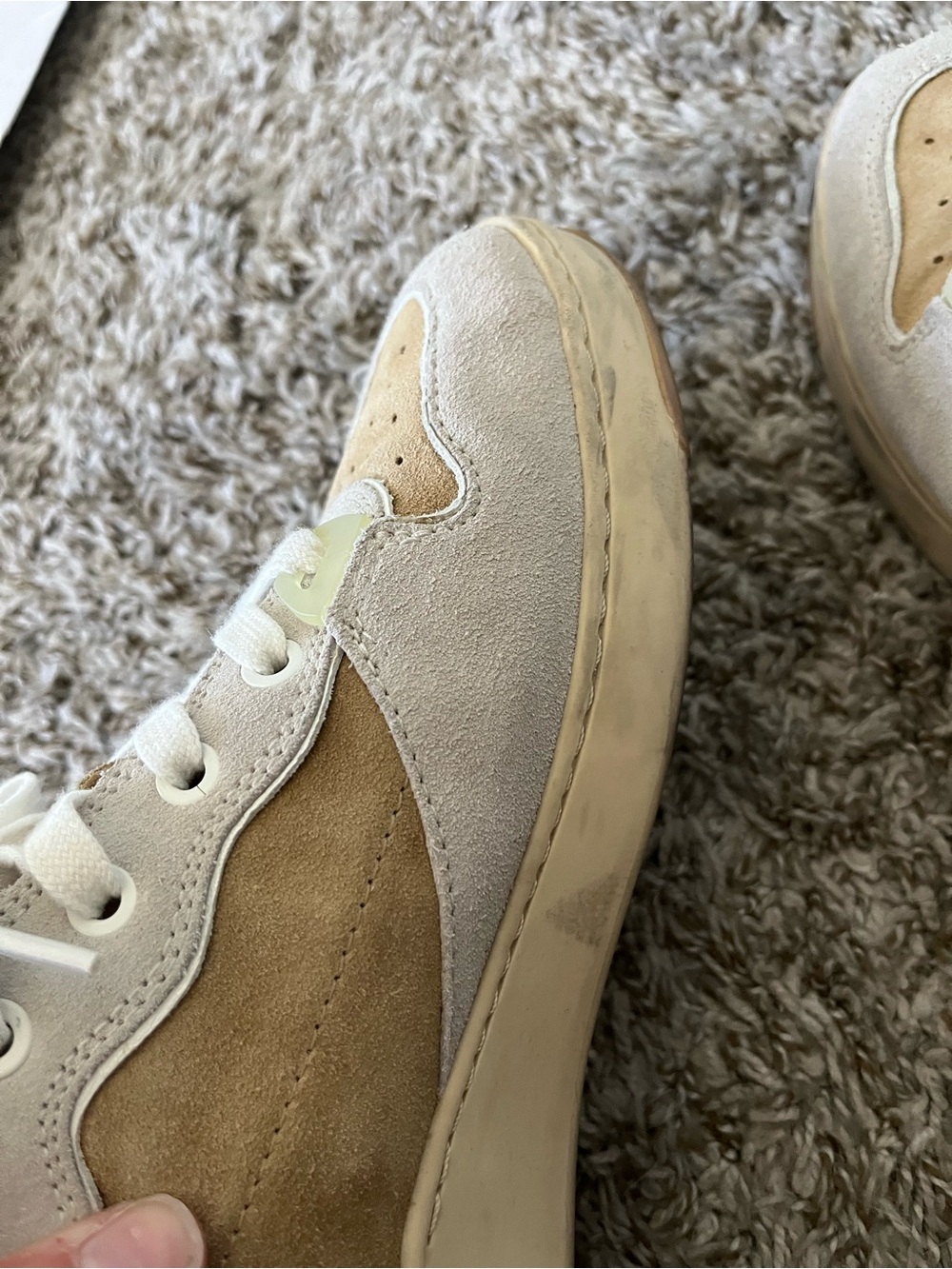 Veronica Beard Toma Suede Sneaker in Sand & White Women's Size 9 - Picture 16 of 16